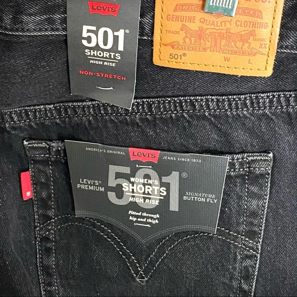 Levis 501 Shorts High Rise Distressed Size 33 - Picture 9 of 11